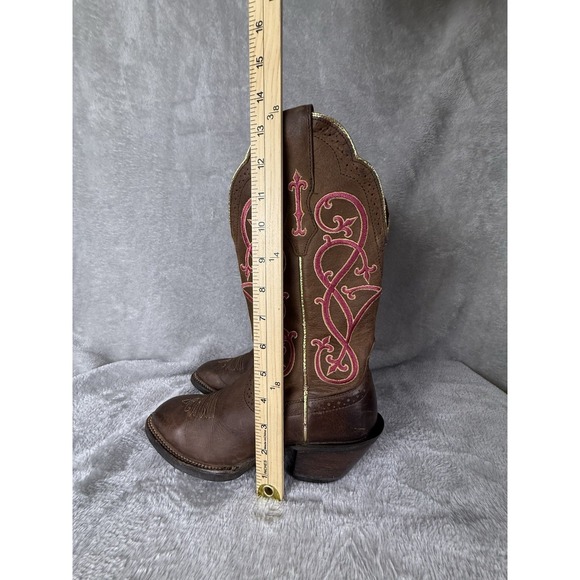 Ariat Women's Brown County Line Pink Gold Embroidered Cowboy Boots Size 7 B - Picture 14 of 14